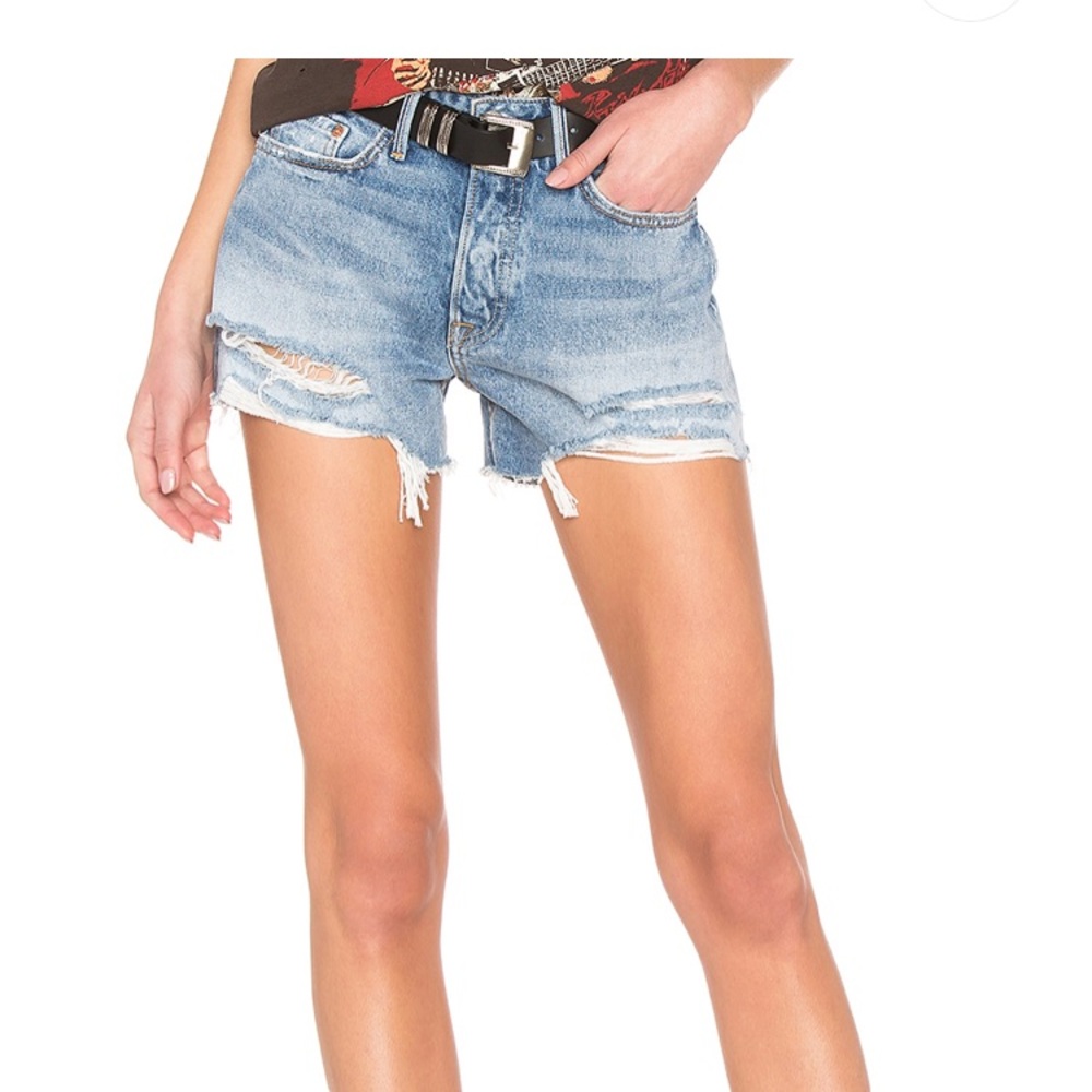 Grlfrnd Denim Helena Cut Off Shorts in Haggard